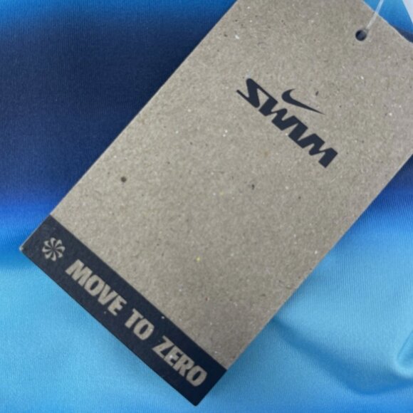 Brand New Women's Nike Blue Blur V-Back Move To Zero Tankini Swimsuit Top - Picture 6 of 9